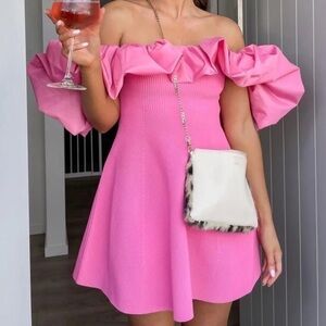 AJE Eldora Mini Dress in Protea Pink XXS